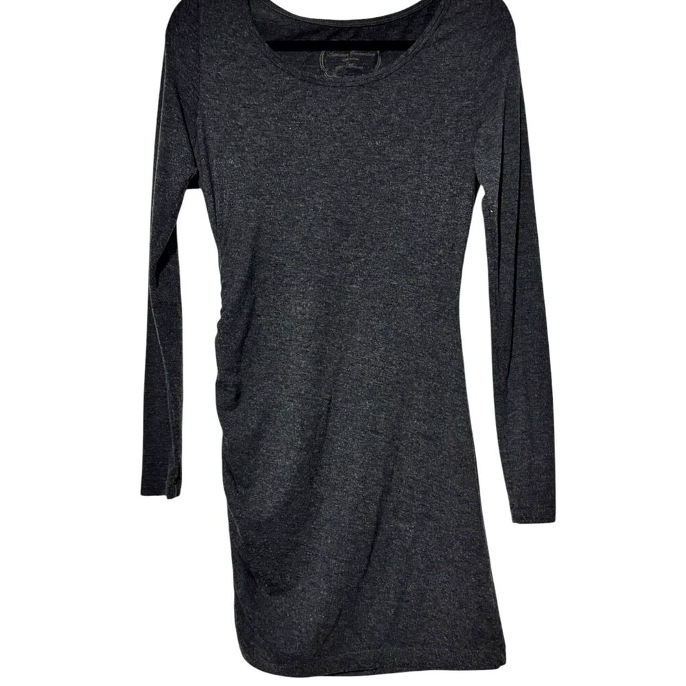 Peruvian Connection Charcoal Modal Mini Dress Ruched Size Zip Long Sleeve Size M